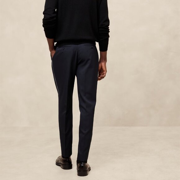 Banana Republic Factory Tailored-Fit Luxe Tuxedo Suit Trouser size 31/30 Navy - Picture 2 of 5